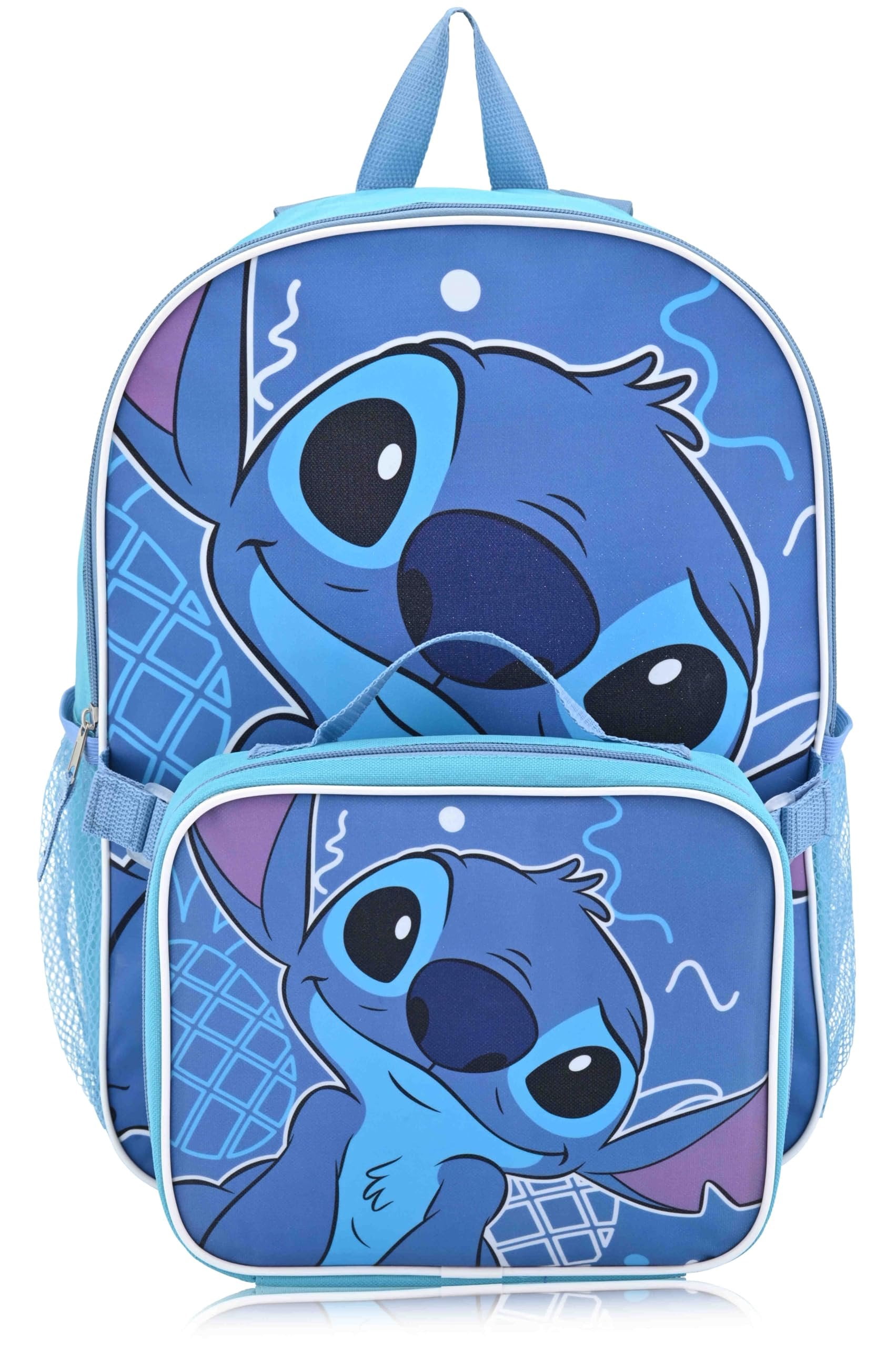 Fast Forward Disney Stitch 16" Backpacks With Lunch Bag - Licensed Characters Kids Schoolbag