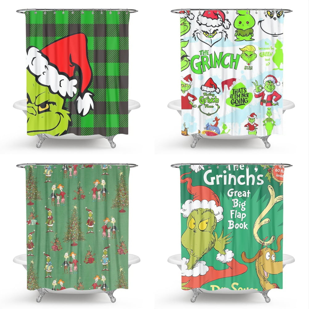 Christmas Grinch Shower Curtain Set Cute Grinch Shower Curtains