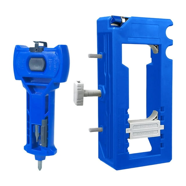 Plantilla de enrutador de bisagra de puertas Herramienta manual fácil de usar Kit de instalación de bisagra de accesorios profesionales portátiles Azul