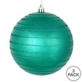 thumbnail image 3 of Vickerman 6" Teal Candy Finish Ball Ornament with Glitter Lines, 3 per Bag, 3 of 3