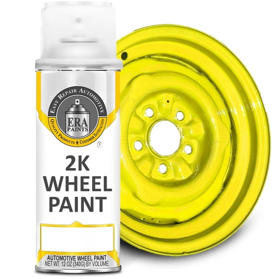 ERA Paints Yellow Wheel Paint with Omni-Curing Catalyst - 2K Aerosol High Gloss Chemical Resistant and Extremely Durable Against Color Fade and Brake Fluid