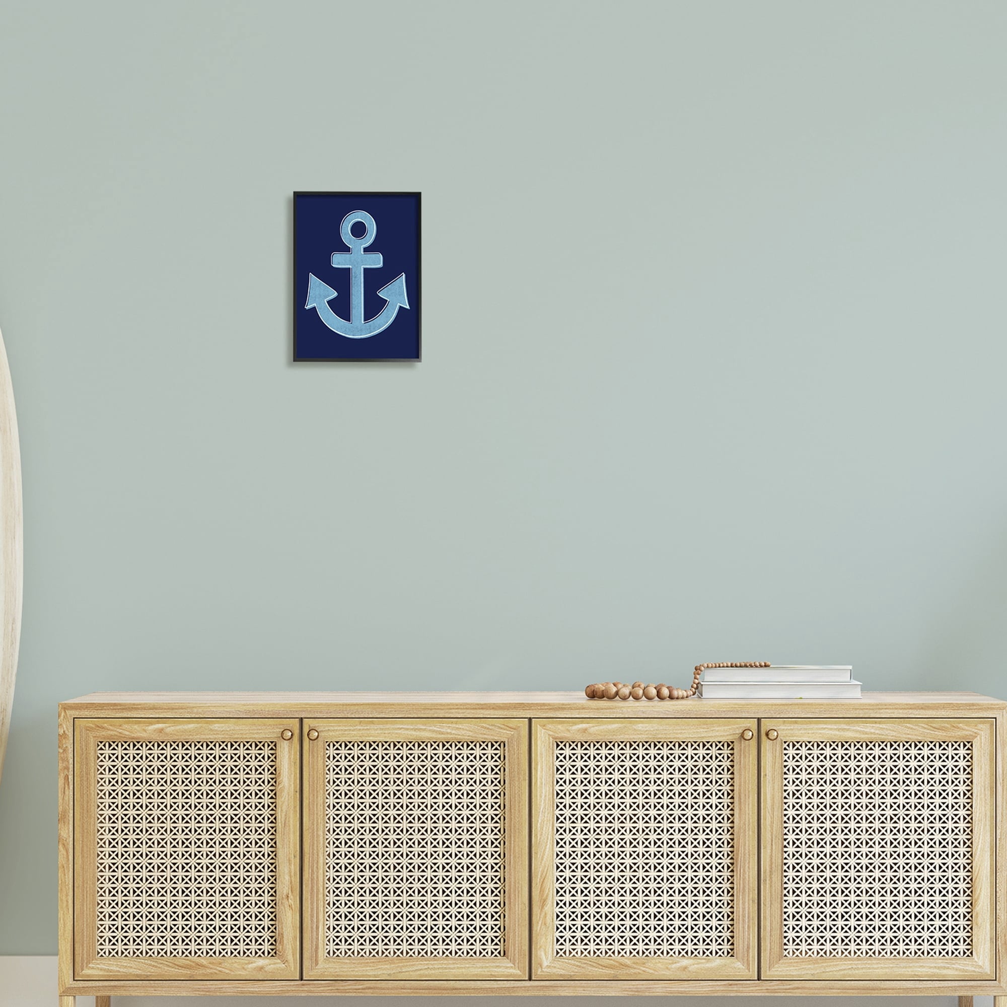 Stupell Industries Bold Anchor White Outline Symbol Navy Background,11 x 14, Design by Emily Cromwell