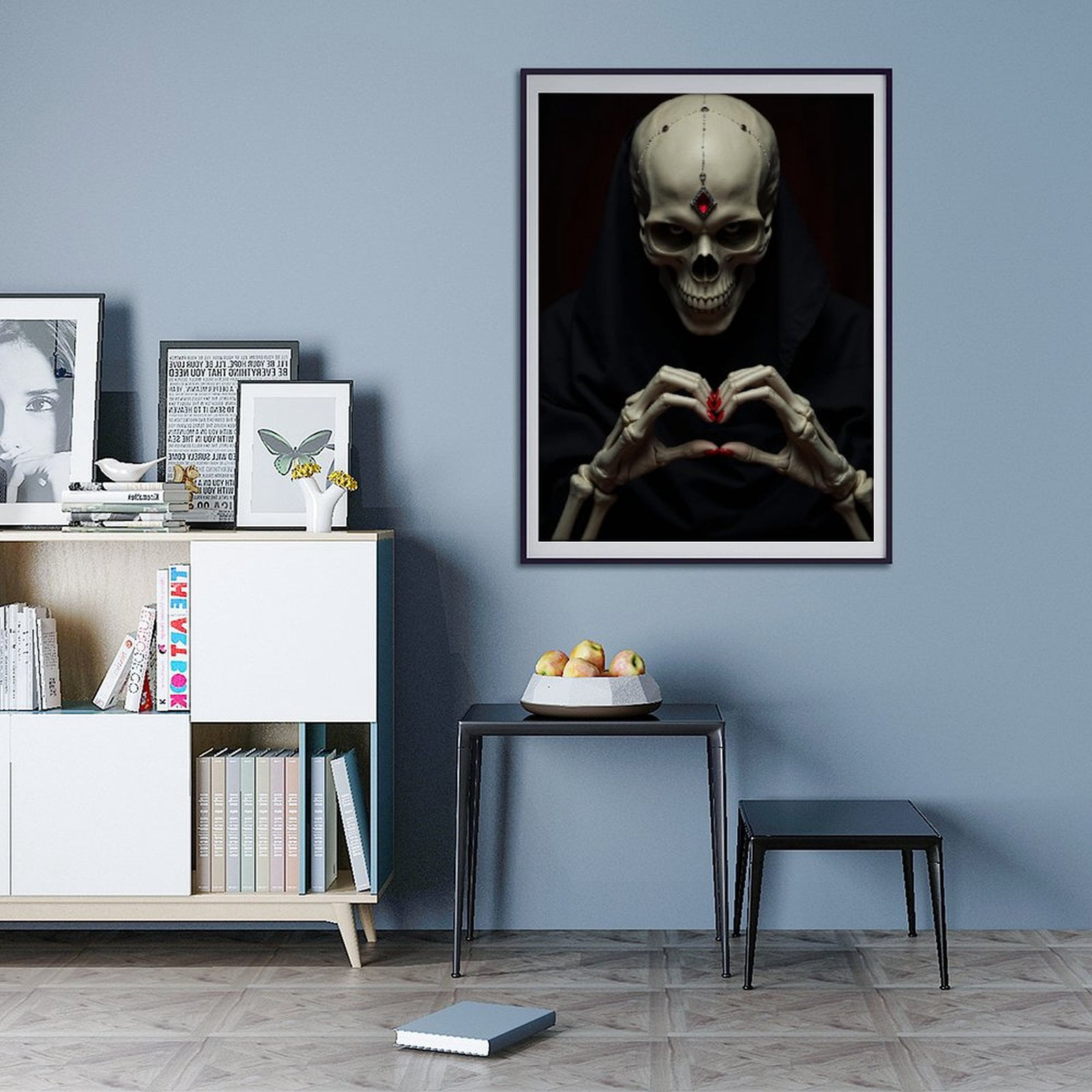 Diamond Art Kits for Adults - 5d Skeleton Hooded Red Gem Gesture Diamond Painting for Adults, Diamond Art for Adults Beginners, Diamond Painting Kits for Adults for Home Wall Decor