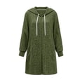 thumbnail image 3 of Sahpxhe Women's Long Cardigan Sweaters Oversized Hooded Drawstring Open Front Layering Tops Casual Cozy Ribbed Knit for Fall Army Green L, 3 of 3