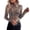 Khaki, variant on Womens Long Sleeve Mesh Shirts See Through Neck Sheer Blouses Leopard Pattern Slim Trendy Tops Khaki L