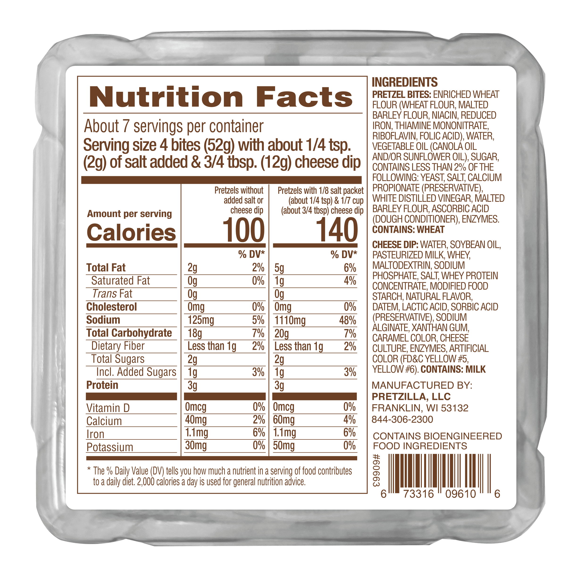 Pretzilla Soft Pretzel Bread Bites with Nacho Cheese Cup and Salt Packet, Shelf-stable, 12.3 oz