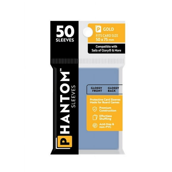 Phantom Sleeves: "Gold Size" (50mm x 75mm) - Gloss/Gloss (50) (Compatible with: Sails of Glory® and More)