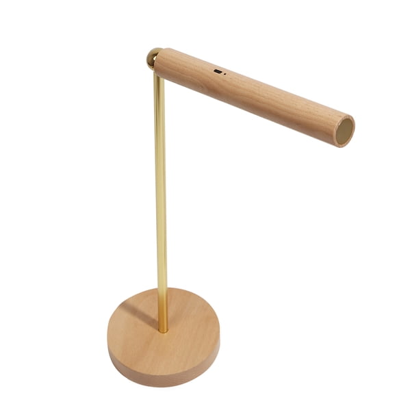 Lámpara De Escritorio Nórdica Lámpara De Mesa De Madera Lámpara De Escritorio Giratoria De 360 Grados Con Atenuación Suave Batería De 1000 Mah Para Dormitorio Sala De Estar Estudio Vogacara HA017042-00