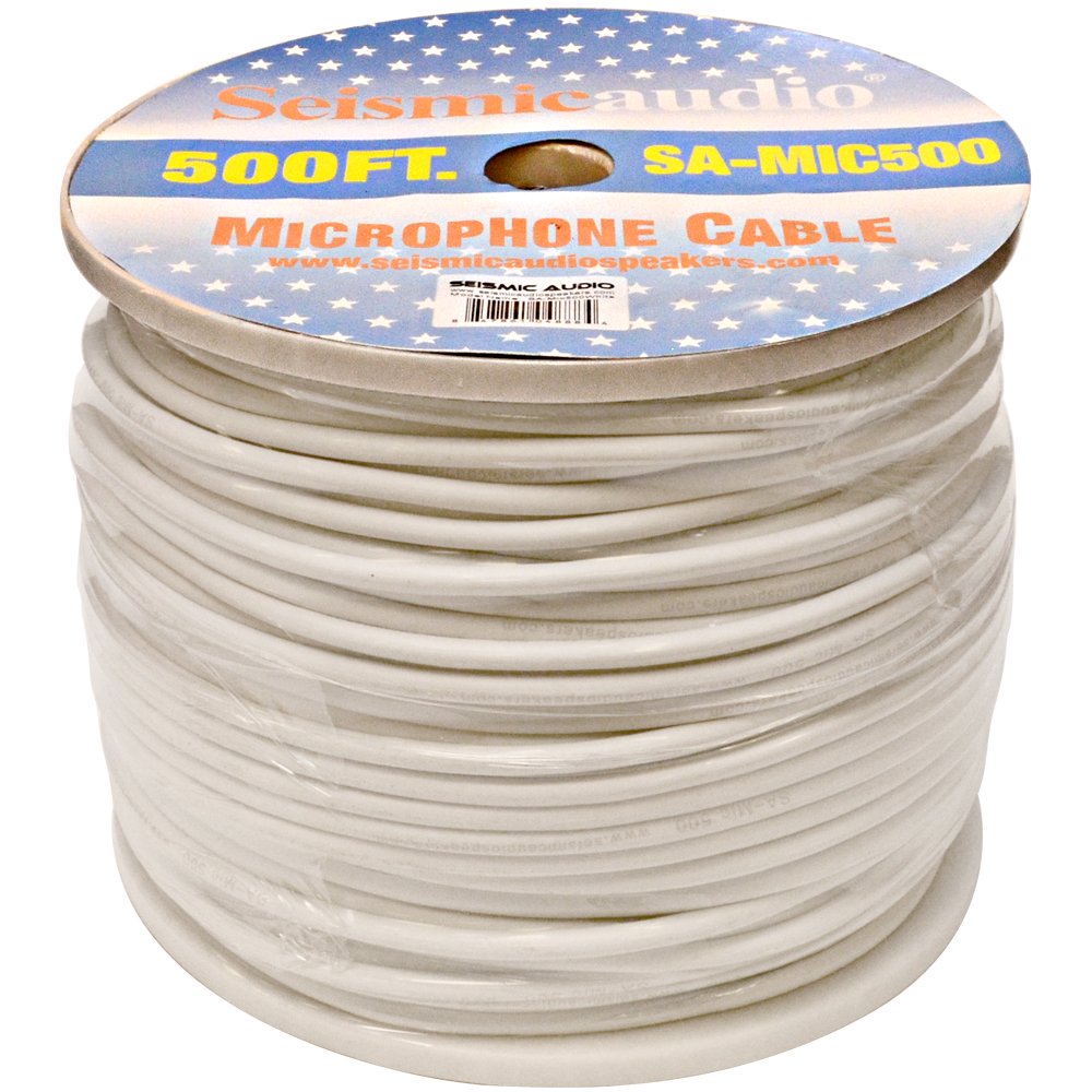 Seismic Audio 500 Feet of White Microphone Cable on a Spool 3 Conductor