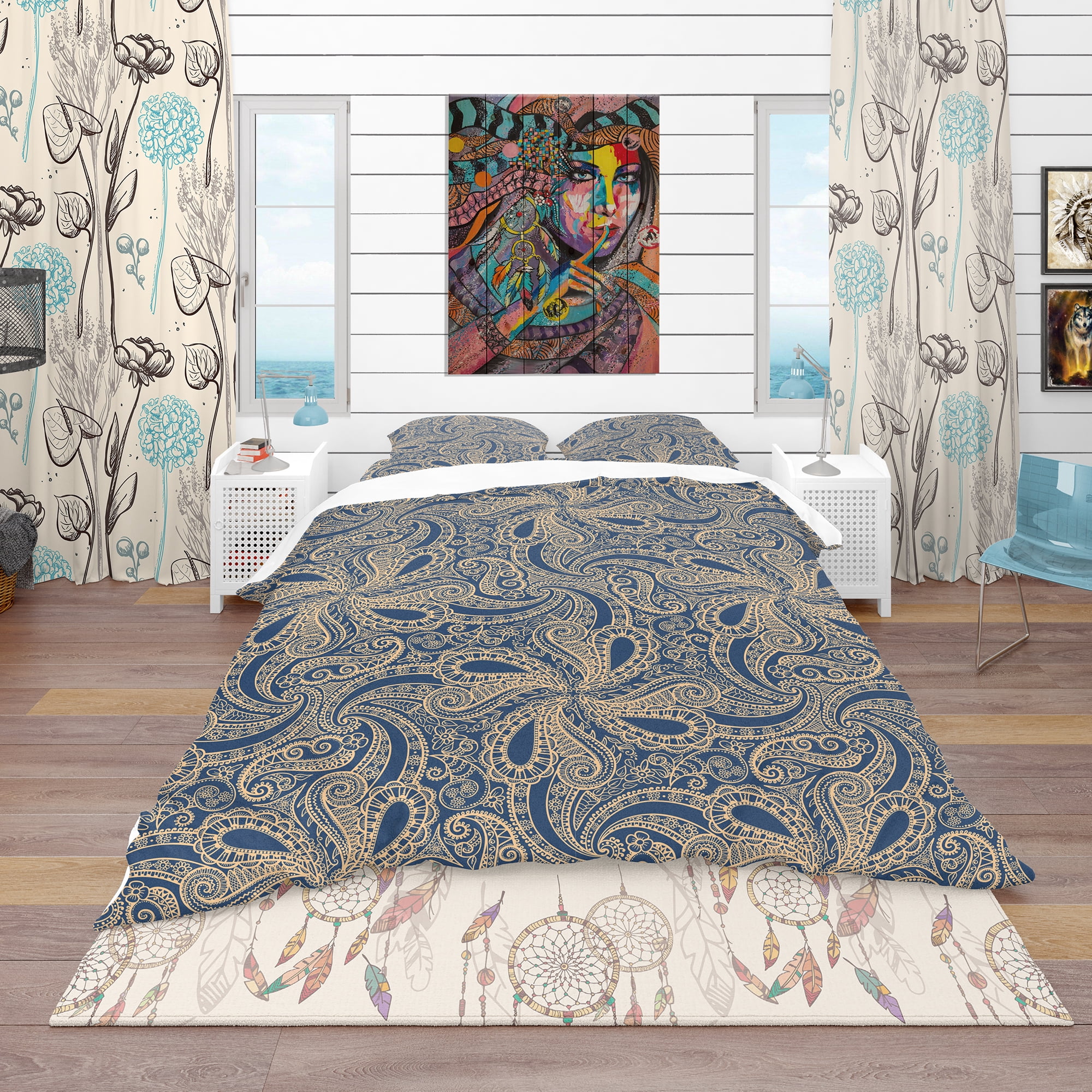 Designart 'Lace Pattern' Bohemian & Eclectic Duvet Cover Set