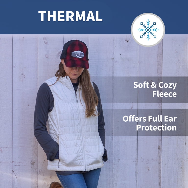 〽️Women’s  Red Plaid Winter Ponytail Trucker Hat with Drop-Down Ear Warmers TrailHeads Women main image 4