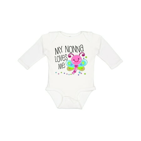 

Inktastic My Nonna Loves Me- Cute Dragonfly Gift Baby Boy or Baby Girl Long Sleeve Bodysuit