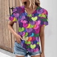 thumbnail image 1 of Puntoco Liquidación de blusas cortas para mujer, blusas casuales de manga corta con cuello en V a la moda para primavera y verano, 1 of 5