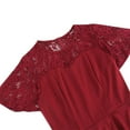 thumbnail image 6 of LYEAA Semi Formal Dresses for Women Short Sleeve Crew Neck Midi Dress Elegant Homecoming Dress A-line Plain Lace Patchwork Dress 1950s Vintage Holiday Party Dress Ball Gown Wedding Guest Dress Red M, 6 of 7