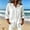 White, variant on Qulqfy Cotton Blouses for Women Fall Casual 3/4 Sleeve Solid Beige Work Hooded Button Up Drawstring Dressy Womens Tops L