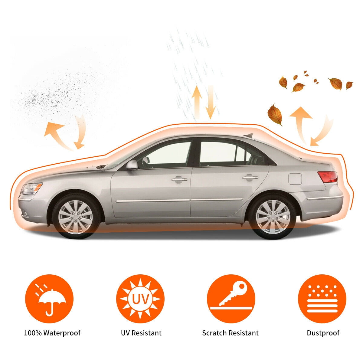 Full Car Cover Waterproof Breathable Sun UV Dust Rain Snow Resistant Protection