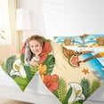thumbnail image 3 of Castle Fairy Flat Tiki Cocktail Art Full Size Comforter Sets 3-Piece,Palm Hibiscus Coastal Frame Print Bedding Comforter Set,Tan Teal,Reversible,1 Comforter and 2 Pillowcases, 3 of 6