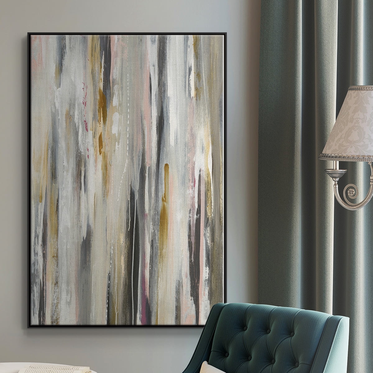 Color Ripple Framed Premium Gallery Wrapped Canvas - Ready to Hang - 27 x 41 - Black Floating Frame