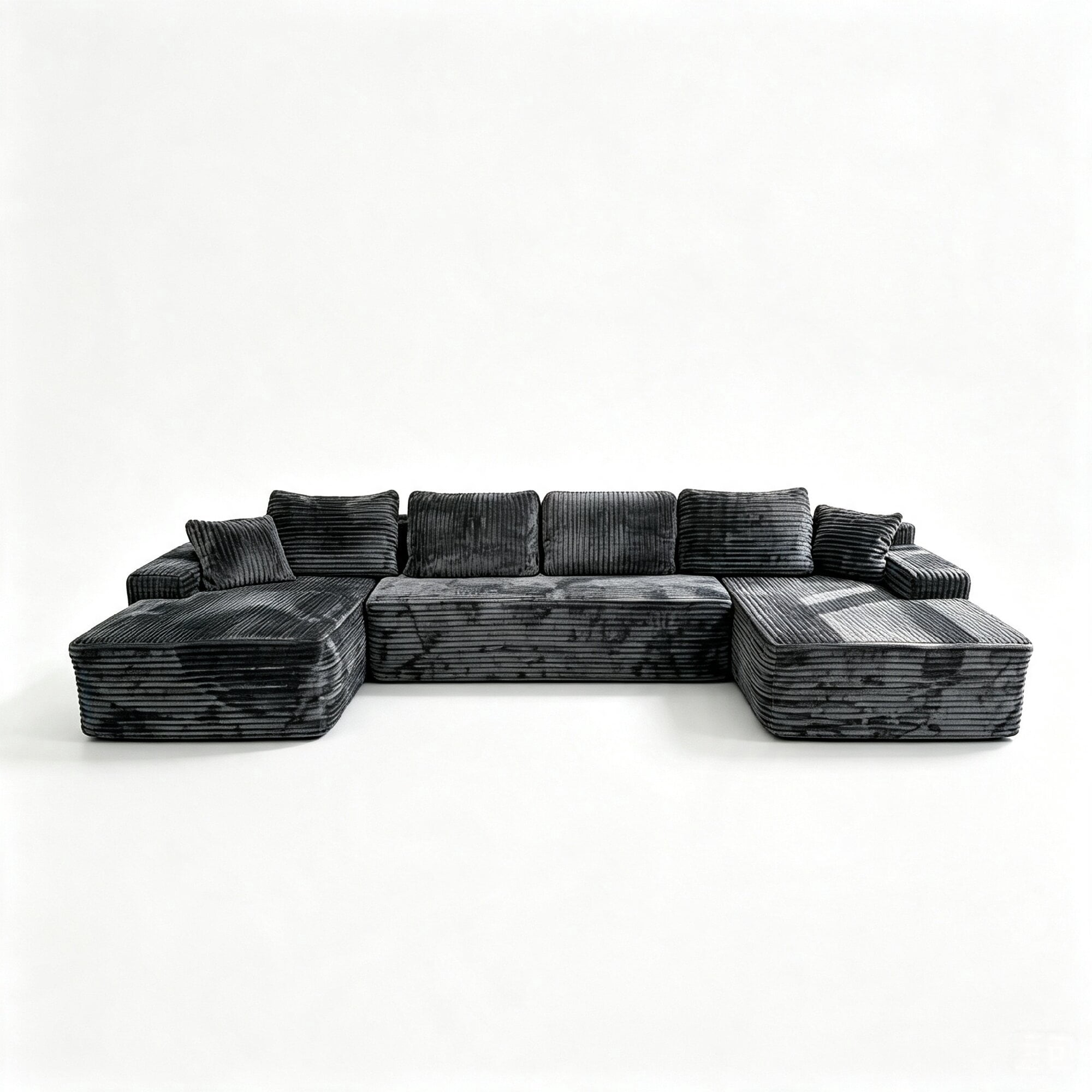 Leumius 131" Modular U-Shaped Sectional Sofa, Oversized Boneless for Living Room Chaise Convertible Compressed Sofa Gray