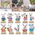 thumbnail image 5 of CoreLiving Wooden Easter Bunny Tiered Tray Decor Sign Rustic Farmhouse Rabbit Table Art Spring Hydrangea Accent for Home Indoor Mantle Decoration, 5 of 9