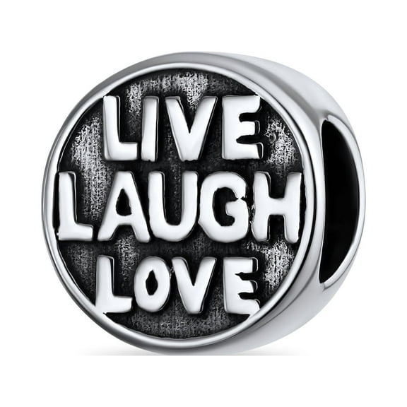 Bling Jewelry Womens Live Laugh Love Mantra Charm Bead Sterling Silver for European Bracelet