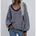 thumbnail image 4 of Suéter Holgado de Cuello Redondo, Larga, Hombros Descubiertos, Tejido Liso, para Mujer, para Otoño. Negro L, 4 of 7
