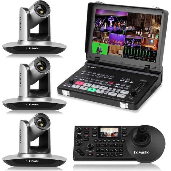 FoMaKo 20x Optical Zoom AI Auto Tracking 1080P Video Camera Bundle(BH402   M5 FMK12UH Pro)