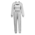 thumbnail image 6 of YEEFINE Women 3 Piece Tracksuits Super Crop Long Sleeve Pullover Hoodie with Tank and Drawstring Joggers Set Light Grey L, 6 of 6
