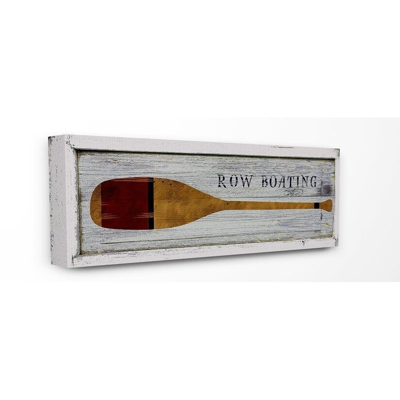 The Stupell Home Decor Collection Rustic Grey Planked Look Brown Oar Row Boating Stretched Canvas Wall Art, 10 x 1.5 x 24