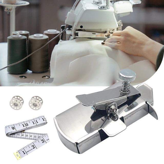 Guía de costura magnética ajustable con 2 bobinas, cinta métrica para máquina de coser