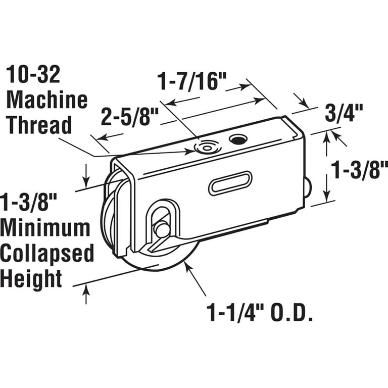 Prime-Line 1-1/4 in. D X 3/8 in. L Steel Patio Door Roller Assembly 1 pk Prime-Line 1-1/4 in. D X 3/8 in. L Steel Patio Door Roller Assembly 1 pk