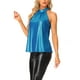 thumbnail image 4 of INSPIRAR CHIC Brillantes Sin Mangas Halter Tops para Mujeres Fiesta Club Cóctel Camiseta Top Camisola XS Azul, 4 of 5