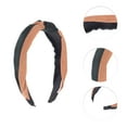 thumbnail image 3 of Unique Bargains 1 Pc Grace Stripe Pattern Wide Cross Knot Headbands for Women Brown Dark Green, 3 of 6