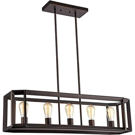 Chloe Lighting Industrial 5-Light Ceiling Pendant, Rubbed Bronze Finish
