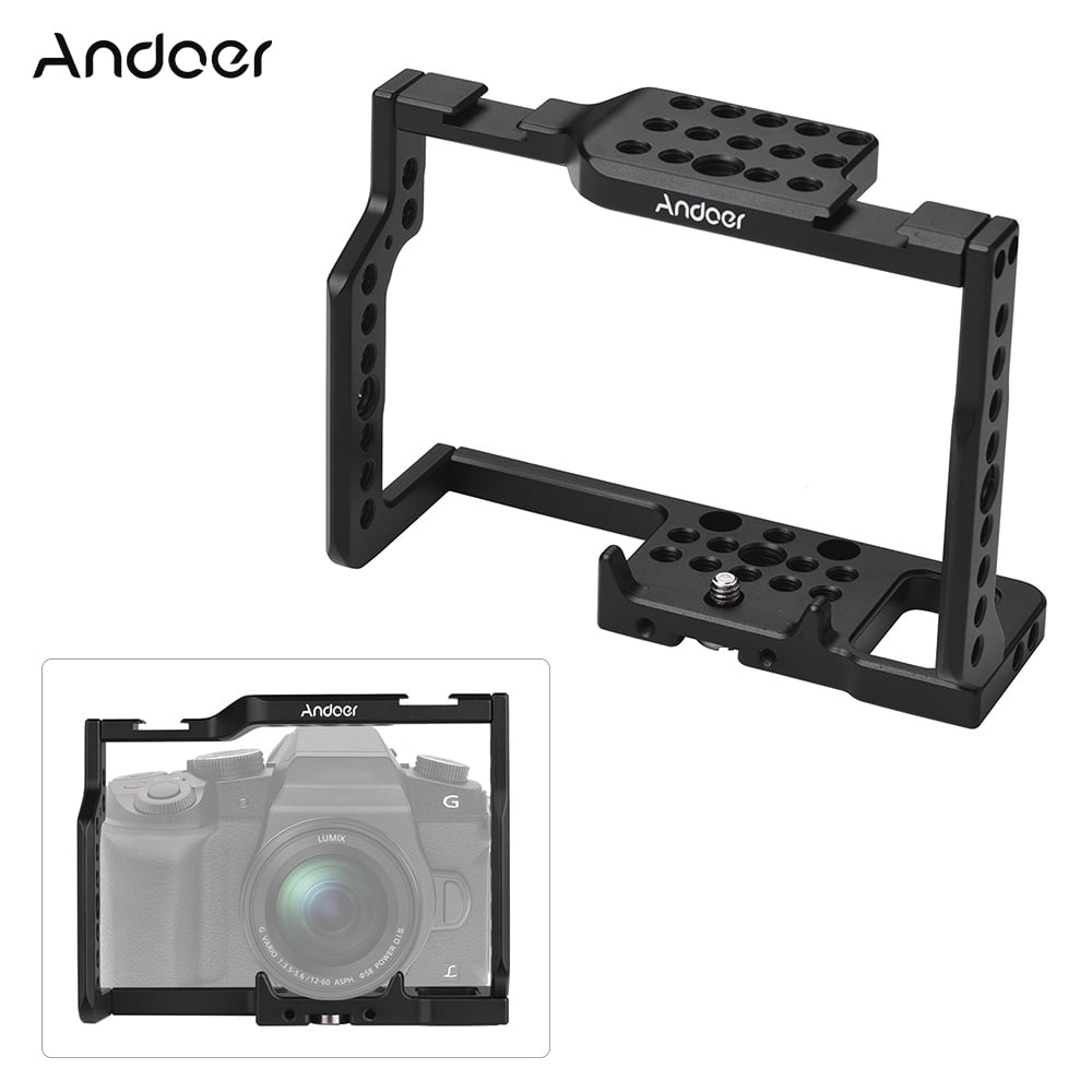 Andoer G85 Aluminum Alloy Camera Cage with Many 1/4" and 3/8" Mounting Holes 2 Cold Shoe Socket