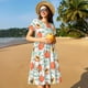 thumbnail image 4 of Fotbe Peach Vestido Largo de Moda para Mujer, Vestido Tipo Camiseta con Manga Corta y Estilo Casual a Rayas y Bloques de Color, 4 of 6