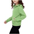 thumbnail image 4 of felwors Girls Zip Up Hoodies Kids Casual Long Sleeve Sweatshirt Fall Jacket with Pockets (Green,5-6 Years), 4 of 6