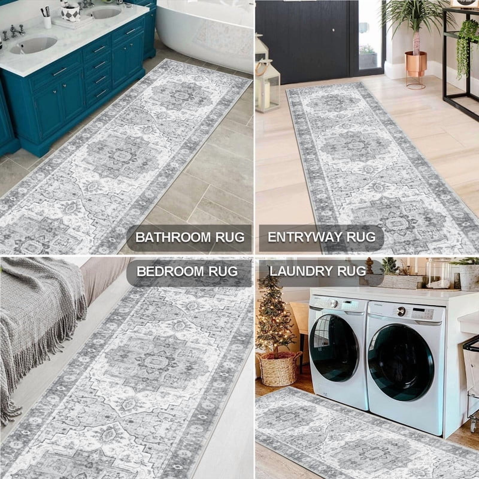 Aonewoe Boho Hallway Runner Rug 2x8, Washable Rug Runners with Rubber Backing, Non Slip Vintage Kitchen Runner, Farmhouse Carpet Runners for Hallways Laundry Room Entryway Bedroom