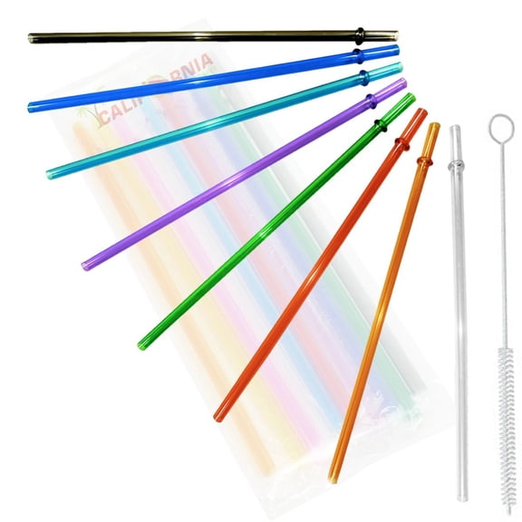 16oz, Rainbow Colored Replacement Acrylic Straw Set of 8 /With Cleaning Brush