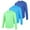 Green/Navy Blue/Sky Blue, variant on 3-Pack Boys' Quick-Dry Long Sleeve Shirts, UPF 50+ Sun Protective Rashguard, Breathable Athletic Crew Neck Tops, Sizes XS-XXL