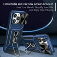 thumbnail image 5 of for iPhone 15 Pro Armor Case Stand, [Built in Kickstand & Slide Camera Cover] Military Grade Drop Protection Shockproof Hard PC Heavy Duty Bumper Phone Case For iPhone 15 Pro, Navyblue, 5 of 10