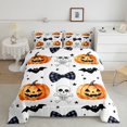 thumbnail image 2 of Homewish Classic Pumpkin Skeleton Queen Comforter Set for Kids, Bat Plaid Bow Star Comforter Sets Queen, Halloween Reversible, 3 Pieces, 1 Comforter and 2 Pillowcases, 2 of 6