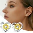 thumbnail image 4 of Mfigree Heart Shaped Earrings Sunflower Sunflower Two Color Earrings Temperament Hollow Design Earrings Teardrop Earrings for Women, 4 of 9