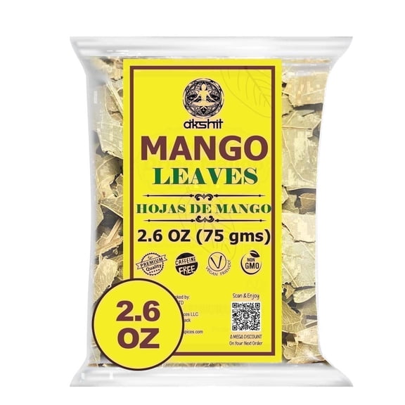 Akshit Dried Mango Leaves, Hojas De Mango, 100% Natural Leaf Tea, Digestion & Stress Relief Tea, Caffeine- Free, Non-GMO. 2.6 oz