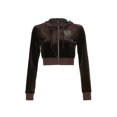 thumbnail image 1 of Txlixc Conjunto casual de 2 piezas para mujer, manga larga con patrón de corazón de diamantes de imitación, sudadera corta con capucha y falda Txlixc  Estilo de ocio, 1 of 8