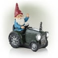 thumbnail image 3 of Alpine Corporation 10-Inch Solar Green Tractor Riding Gnome with Cool White LED Lights, 3 of 13
