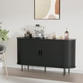thumbnail image 4 of MARNUR Sideboard Buffet Cabinet 55" Storage Cabinet with 2 Sliding Tambour Doors, Adjustable Shelves for Kitchen Office Bedroom Hallway Entryway, Black, 4 of 10