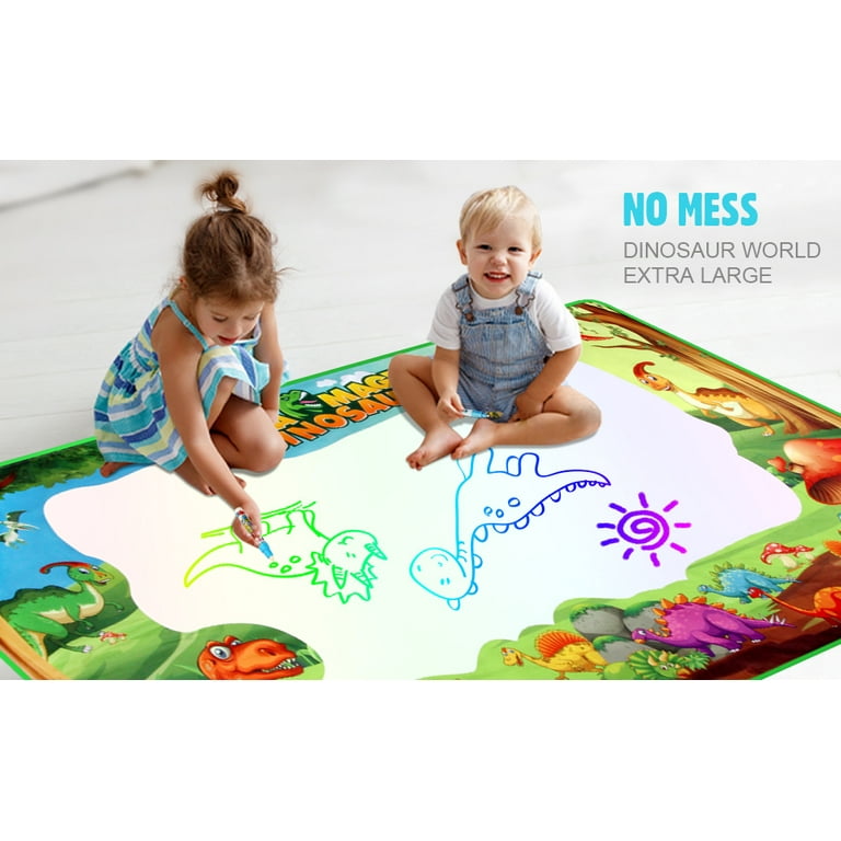 Allaugh Large Water Doodle Drawing Mat,Dinosaur Play Mats for Kids Extra  Large 60 X 36 Aqua Painting Gift Mess Free Writing 7 Rainbow Colors with  Magic Pens for Boy Girl Toddler Baby 