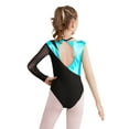 thumbnail image 3 of Aislor Kids Girls Mesh Long Sleeve Shiny Rhinestone Athletic Gymnastic Leotard Bodysuit Dancewear Size 6-16 Turquoise 10, 3 of 7