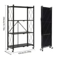 thumbnail image 2 of 42"H 4-Tier Foldable Metal Storage Rack, Installation-Free Kitchen Organizer Shelf, Heavy Duty Carbon Steel Storage Rack for Kitchen Living Room Bedroom Balcony, Black, 2 of 9